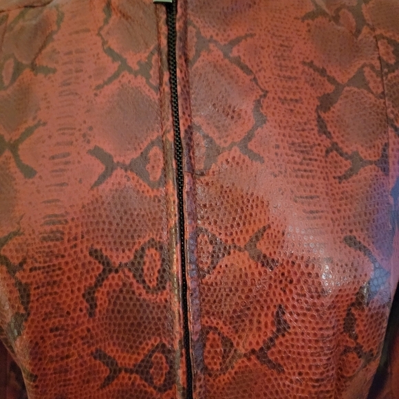 Siena Studio Red Snakeskin Paterned Leather Jacket Size Medium - Picture 4 of 11
